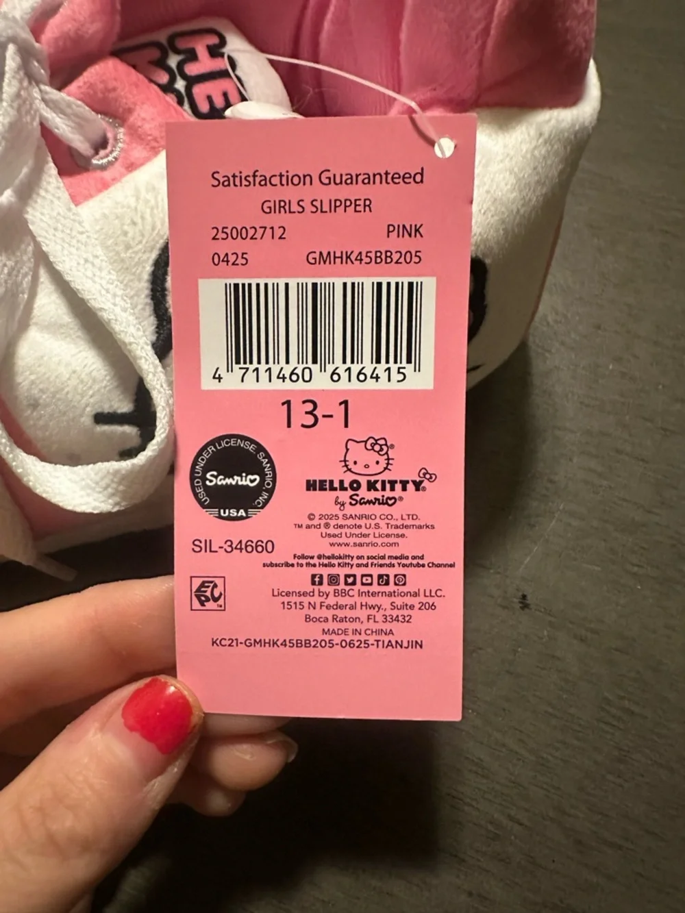 Hello Kitty by Sanrio Toddlers Girls Sneaker Slippers Size 13-1